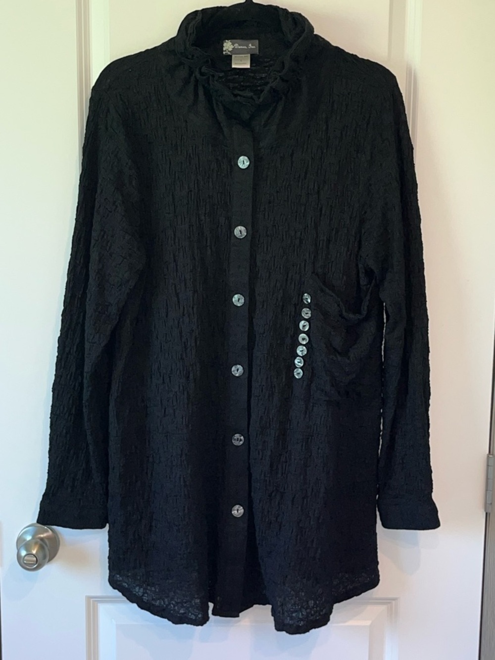 Mature Lady Artsy DAMEE INC Blouse Women’s Large Top Tunic Textured Black